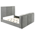 Tampa Furniture Outlet - Coaster - Tara 61-inch Upholstered Eastern King Panel TV Bed Grey - 315994KE