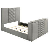 Tampa Furniture Outlet - Coaster - Tara 61-inch Upholstered Queen Panel TV Bed Grey - 315994Q