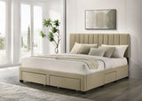 Wheatland 4-drawer Upholstered Eastern King Storage Bed Brown