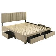 Tampa Furniture Outlet - Coaster - Wheatland 4-drawer Upholstered Eastern King Storage Bed Brown - 316010KE