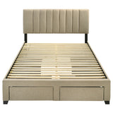 Wheatland 4-drawer Upholstered Queen Storage Bed Light Brown