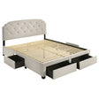 Tampa Furniture Outlet - Coaster - Marianna 4-drawer Upholstered Eastern King Storage Bed Cream - 316011KE