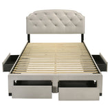 Marianna 4-drawer Upholstered Queen Storage Bed Cream
