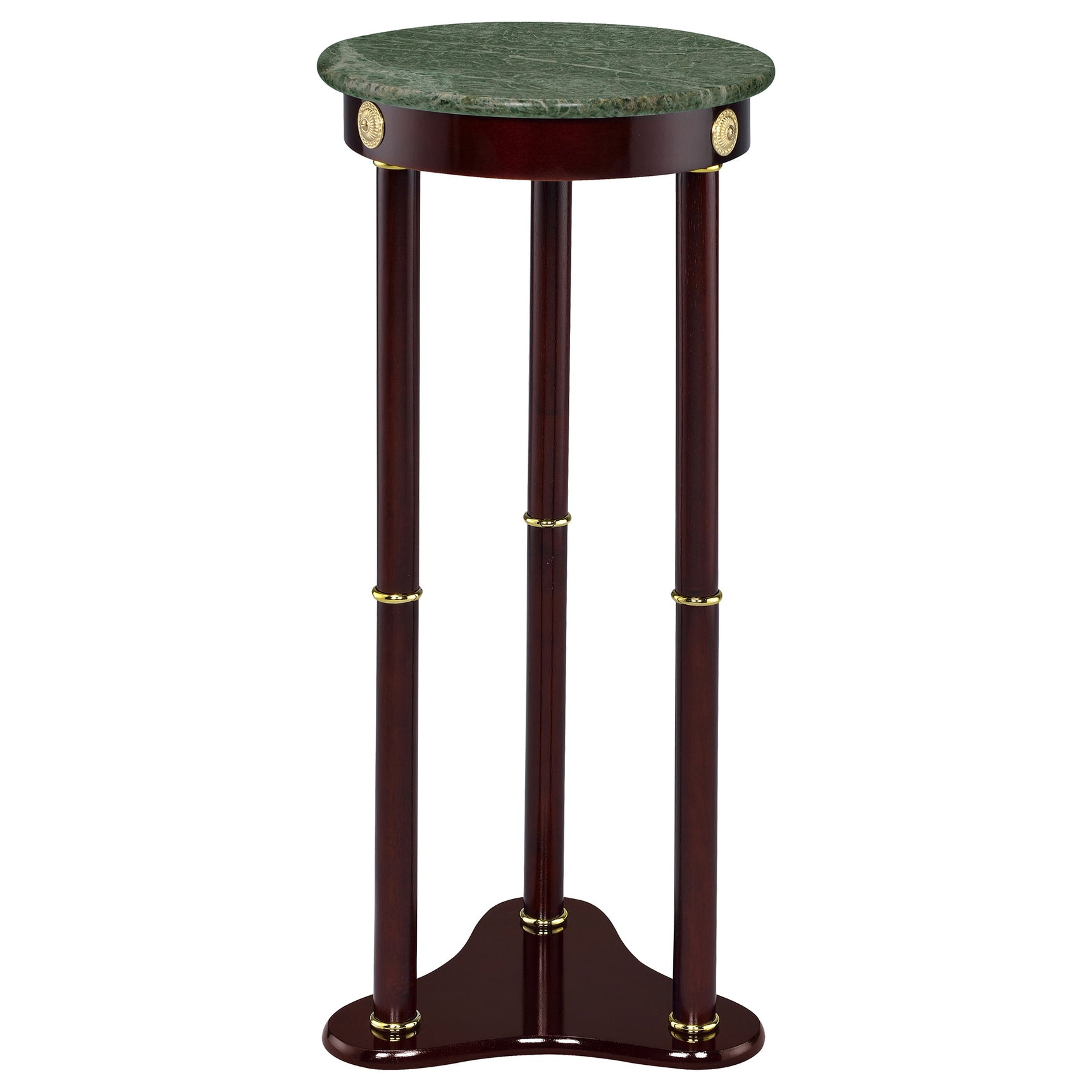 Edie Round Marble Top Plant Stand Merlot - Tampa Furniture Outlet