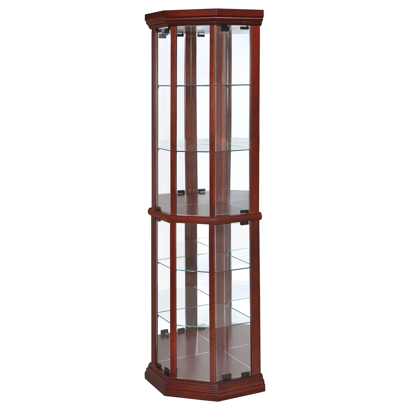 Appledale 6-shelf Corner Curio Display Cabinet Medium Brown - Tampa Furniture Outlet