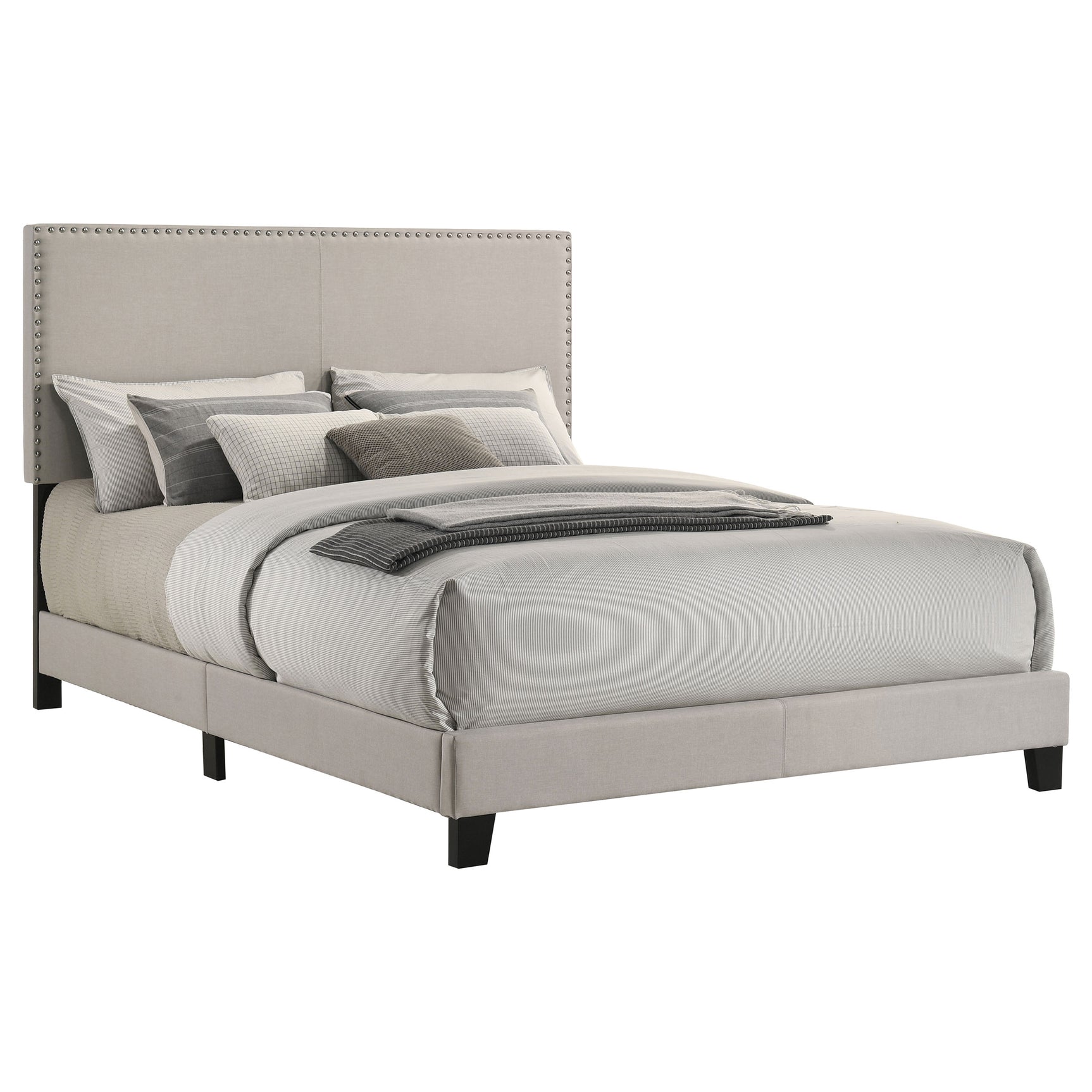 Boyd Upholstered Queen Panel Bed Ivory - Tampa Furniture Outlet