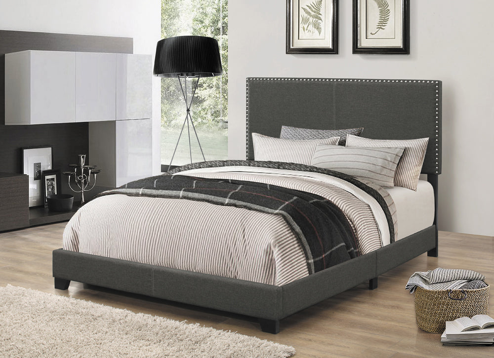 Boyd Upholstered Eastern King Panel Bed Charcoal - Tampa Furniture Outlet