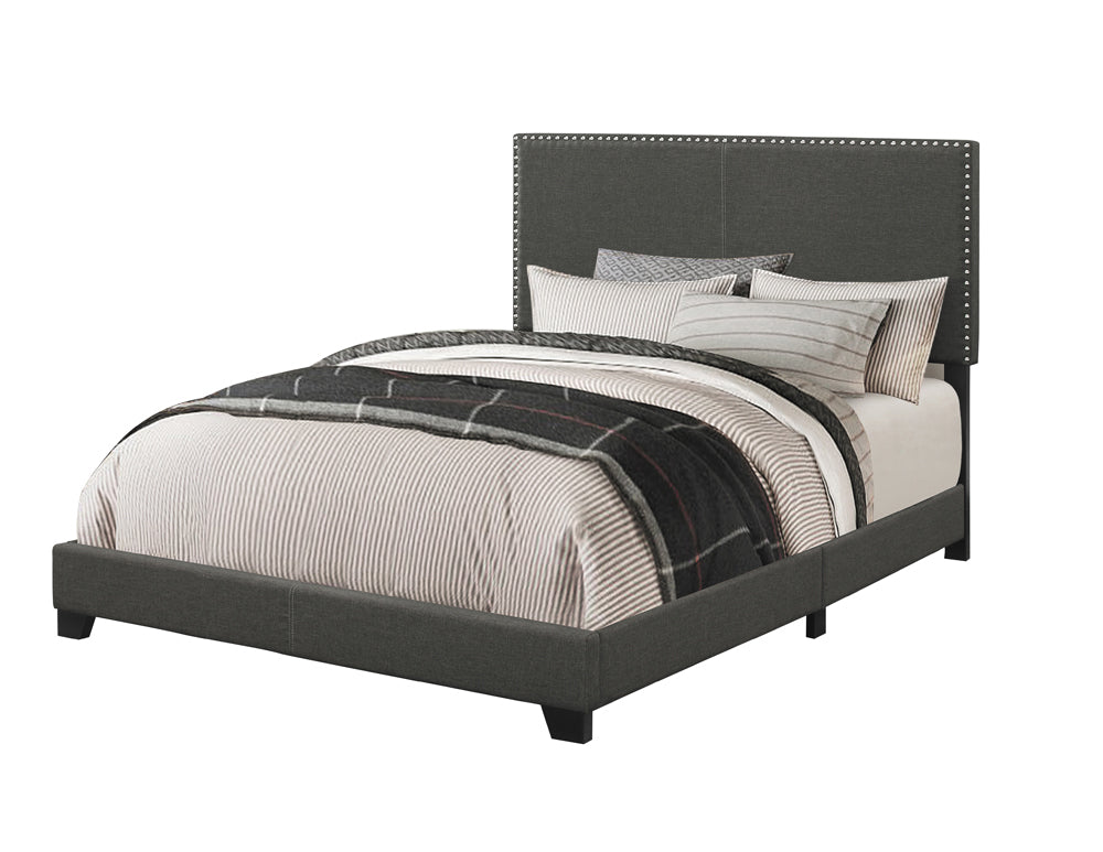 Boyd Upholstered California King Panel Bed Charcoal - Tampa Furniture Outlet