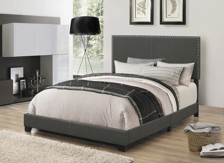 Boyd Upholstered California King Panel Bed Charcoal - Tampa Furniture Outlet