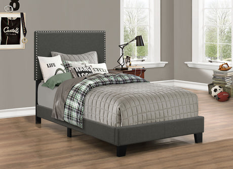 Boyd Upholstered Twin Panel Bed Charcoal - Tampa Furniture Outlet