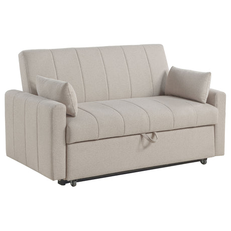 Tampa Furniture Outlet - Coaster - Portland Boucle Upholstered Sleeper Sofa Bed Latte - 350142
