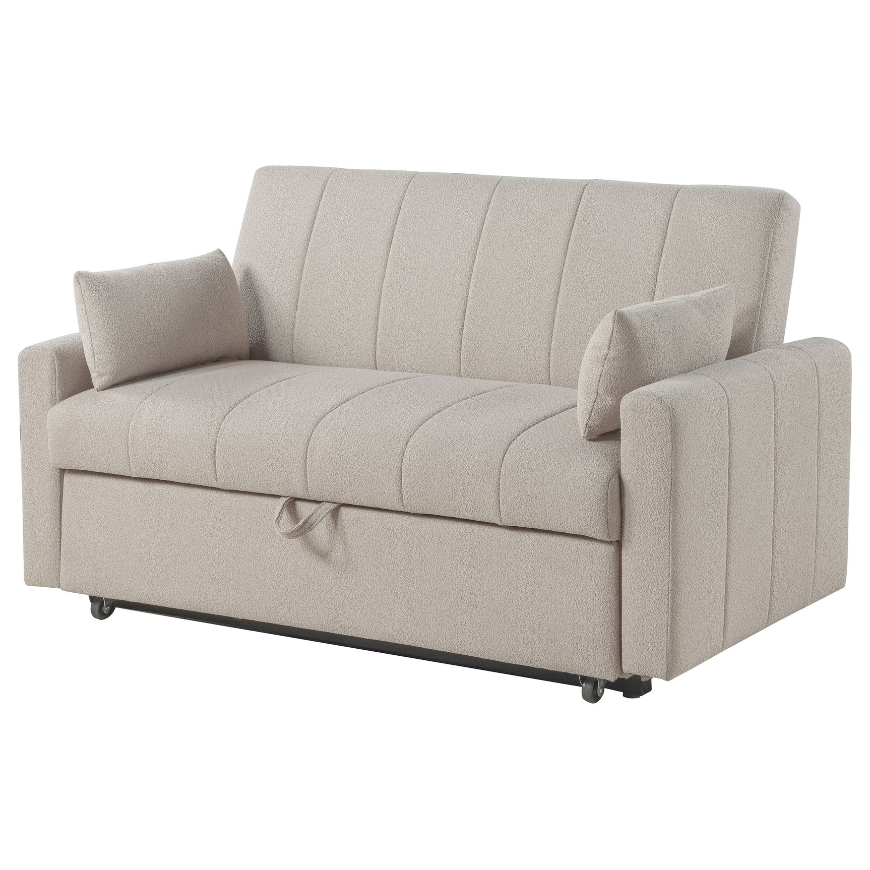 Portland Boucle Upholstered Sleeper Sofa Bed Latte - Tampa Furniture Outlet