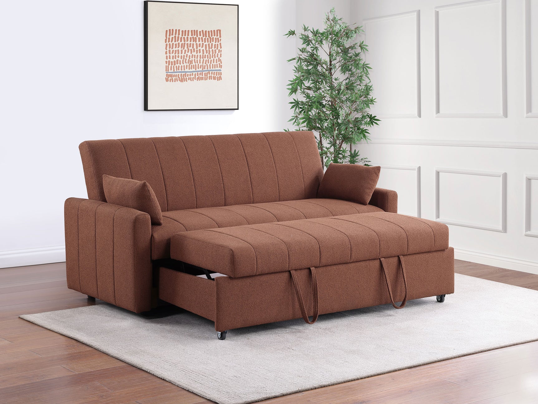 Portland Boucle Upholstered Sleeper Sofa Bed Copper - Tampa Furniture Outlet