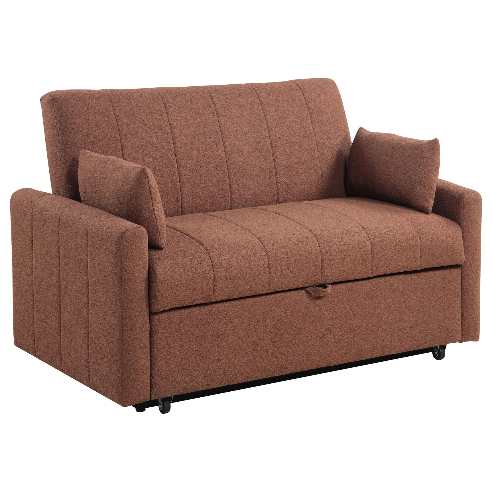 Tampa Furniture Outlet - Coaster - Portland Boucle Upholstered Sleeper Sofa Bed Copper - 350145