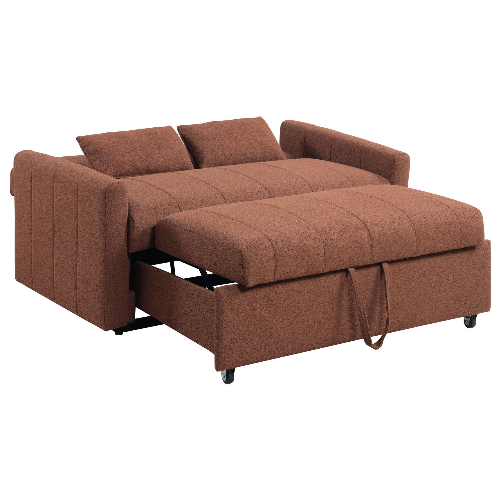 Portland Boucle Upholstered Sleeper Sofa Bed Copper - Tampa Furniture Outlet