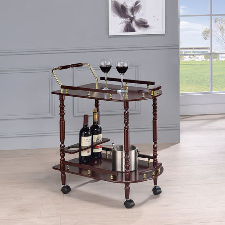 Palmer 2-tier Rectangular Wood Bar Cart Merlot - Tampa Furniture Outlet