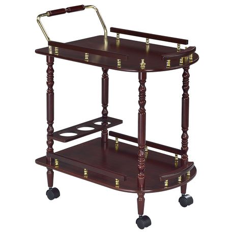 Tampa Furniture Outlet - Coaster - Palmer 2-tier Rectangular Wood Bar Cart Merlot - 3512