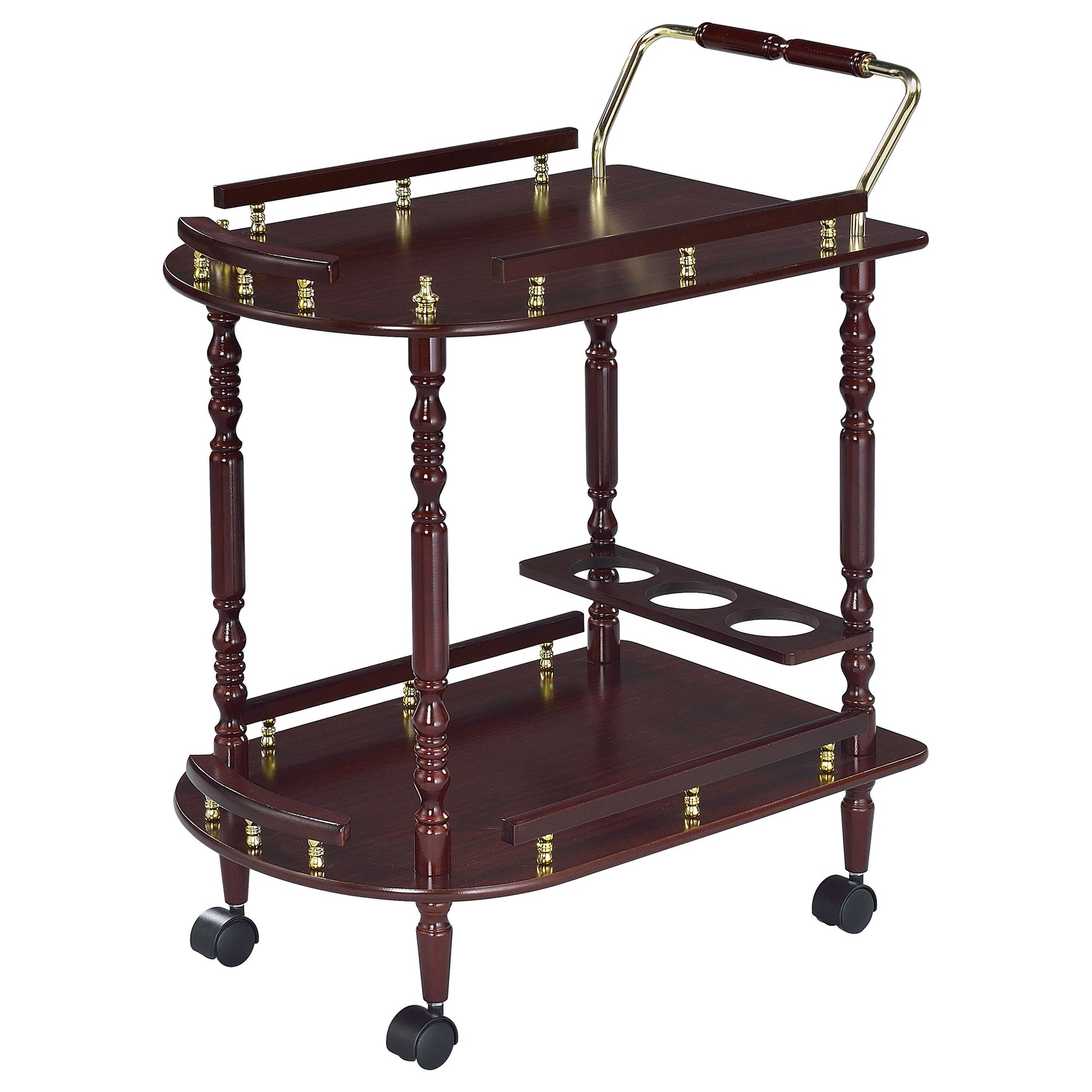Palmer 2-tier Rectangular Wood Bar Cart Merlot - Tampa Furniture Outlet