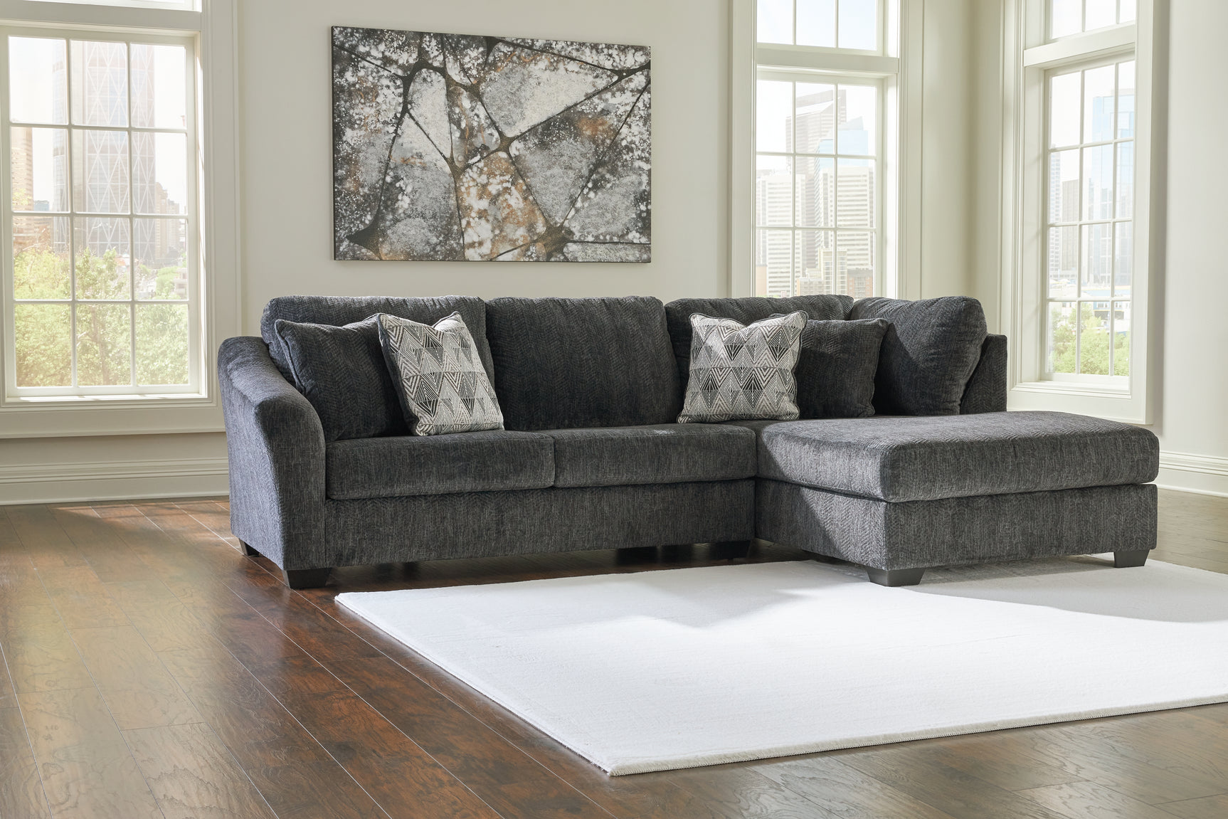 Tampa Furniture Outlet - Ashley Furniture - Biddeford Sectional - LAF 2-Piece Sectional with Chaise / Shadow - 35504S2