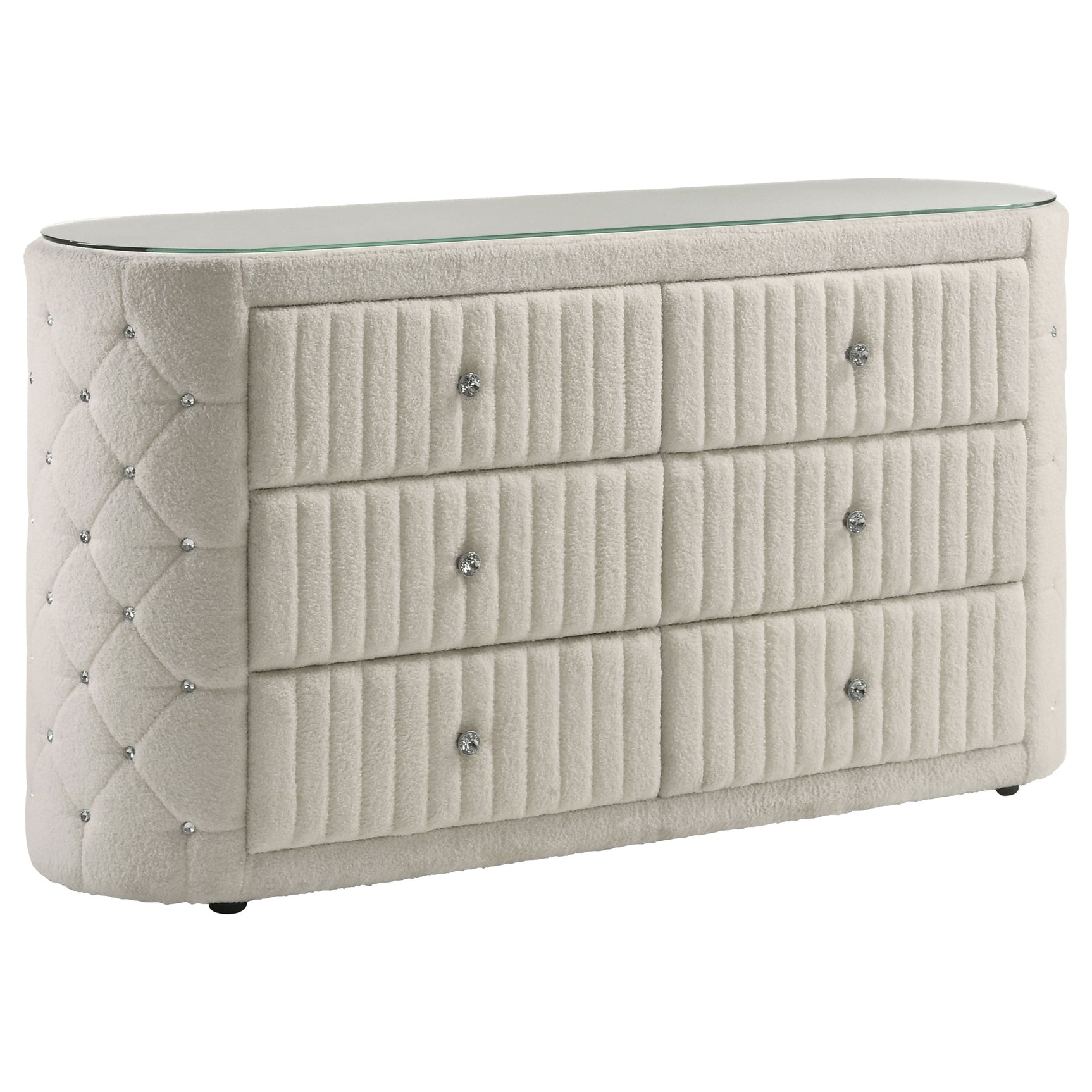 Sonya 4-piece Upholstered Eastern King Bedroom Set Ivory