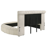 Sonya Upholstered Eastern King Round Storage Bed Ivory - Tampa Furniture Outlet