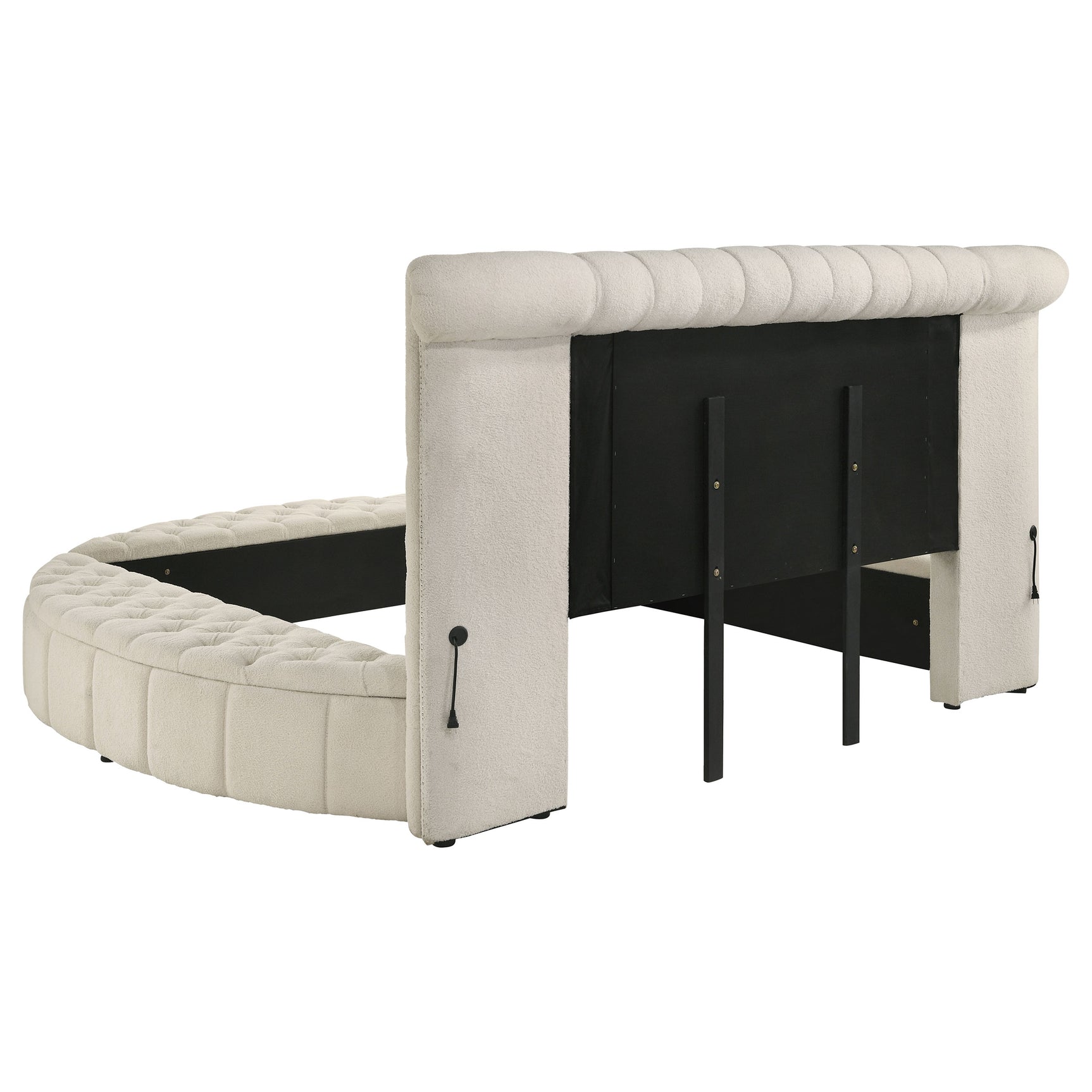 Sonya Upholstered Eastern King Round Storage Bed Ivory - Tampa Furniture Outlet