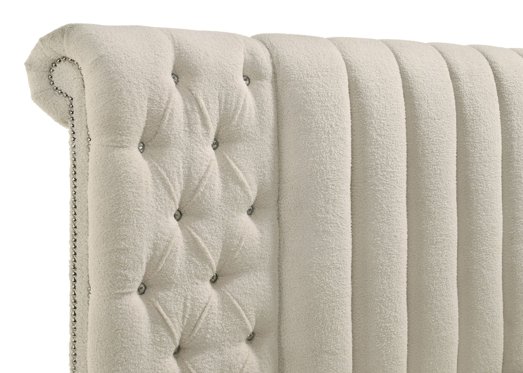 Sonya Upholstered Eastern King Round Storage Bed Ivory - Tampa Furniture Outlet