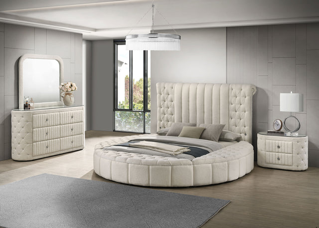 Tampa Furniture Outlet - Coaster - Sonya 4-piece Upholstered Queen Bedroom Set Ivory - 360111Q-S4