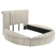 Tampa Furniture Outlet - Coaster - Sonya Upholstered Queen Round Storage Bed Ivory - 360111Q