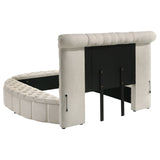 Sonya Upholstered Queen Round Storage Bed Ivory - Tampa Furniture Outlet