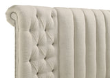 Sonya Upholstered Queen Round Storage Bed Ivory - Tampa Furniture Outlet