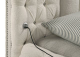 Sonya Upholstered Queen Round Storage Bed Ivory - Tampa Furniture Outlet