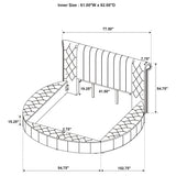 Sonya Upholstered Queen Round Storage Bed Ivory - Tampa Furniture Outlet