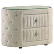 Tampa Furniture Outlet - Coaster - Sonya 2-drawer Upholstered Nightstand Bedside Table Ivory - 360112