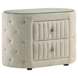 Tampa Furniture Outlet - Coaster - Sonya 2-drawer Upholstered Nightstand Bedside Table Ivory - 360112