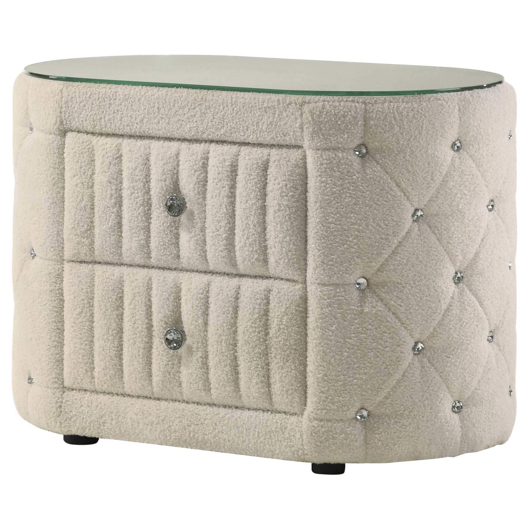 Sonya 2-drawer Upholstered Nightstand Bedside Table Ivory - Tampa Furniture Outlet