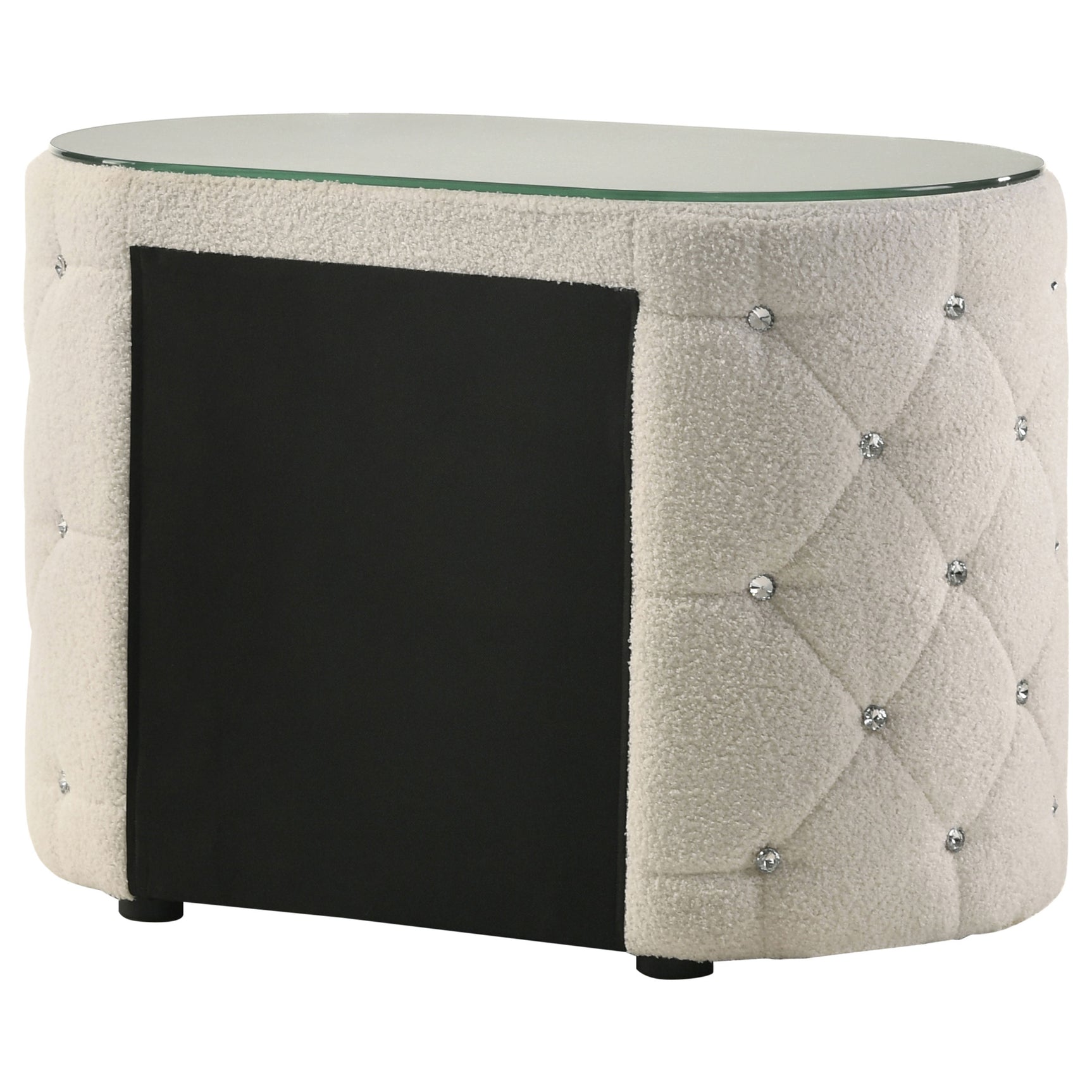 Sonya 2-drawer Upholstered Nightstand Bedside Table Ivory - Tampa Furniture Outlet