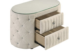 Sonya 2-drawer Upholstered Nightstand Bedside Table Ivory - Tampa Furniture Outlet
