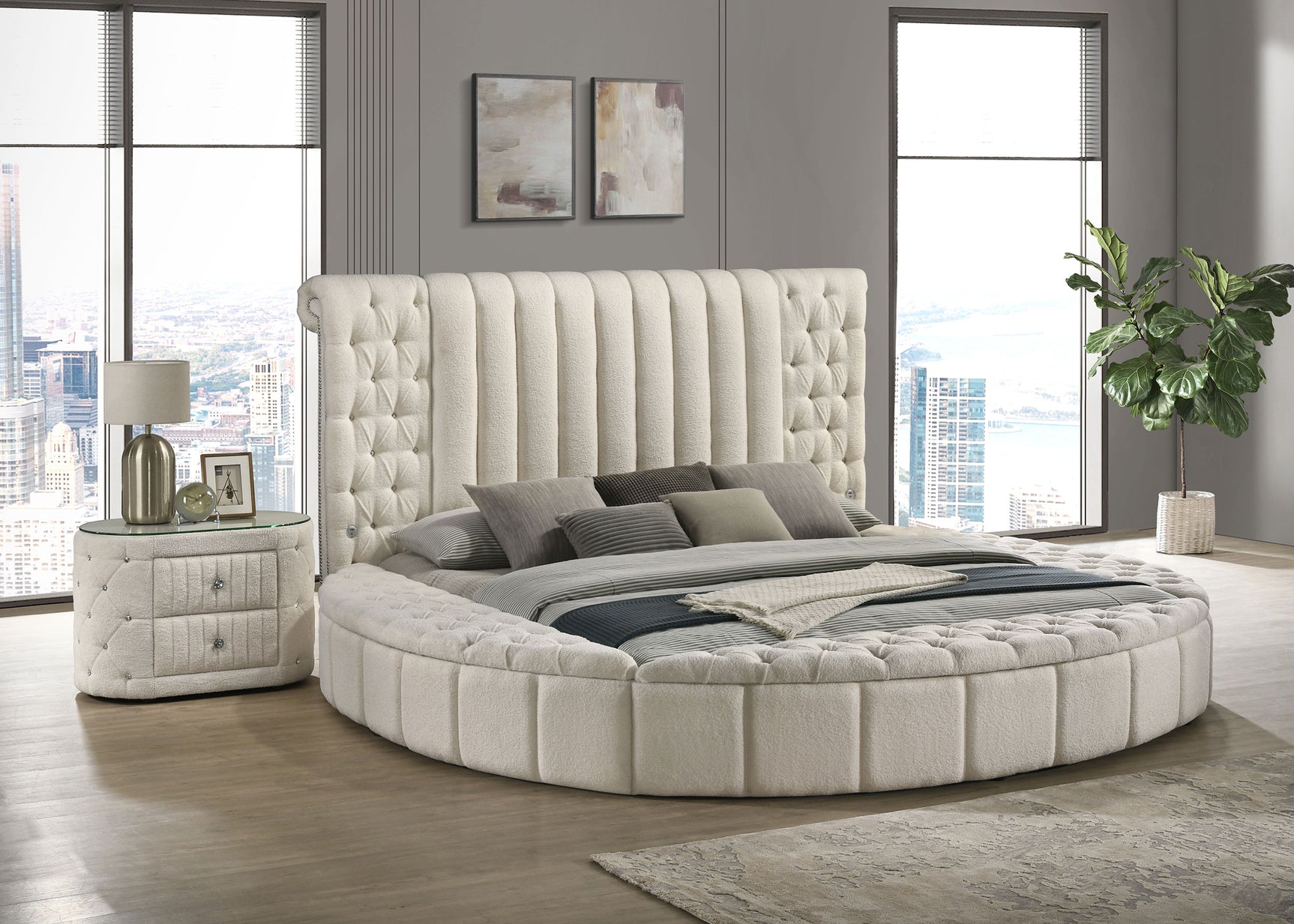 Sonya 2-drawer Upholstered Nightstand Bedside Table Ivory - Tampa Furniture Outlet