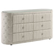 Tampa Furniture Outlet - Coaster - Sonya 6-drawer Upholstered Bedroom Dresser Ivory - 360113