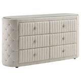 Tampa Furniture Outlet - Coaster - Sonya 6-drawer Upholstered Bedroom Dresser Ivory - 360113