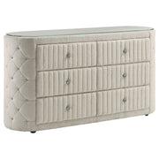 Tampa Furniture Outlet - Coaster - Sonya 6-drawer Upholstered Bedroom Dresser Ivory - 360113