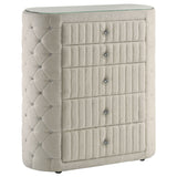 Tampa Furniture Outlet - Coaster - Sonya 5-drawer Upholstered Bedroom Chest of Drawers Ivory - 360115