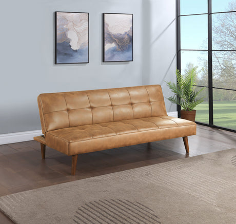 Jenson Upholstered Tufted Convertible Sofa Bed Saddle Brown - Tampa Furniture Outlet