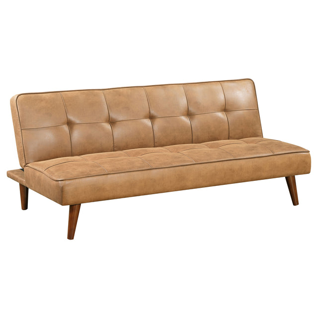 Tampa Furniture Outlet - Coaster - Jenson Upholstered Tufted Convertible Sofa Bed Saddle Brown - 360234