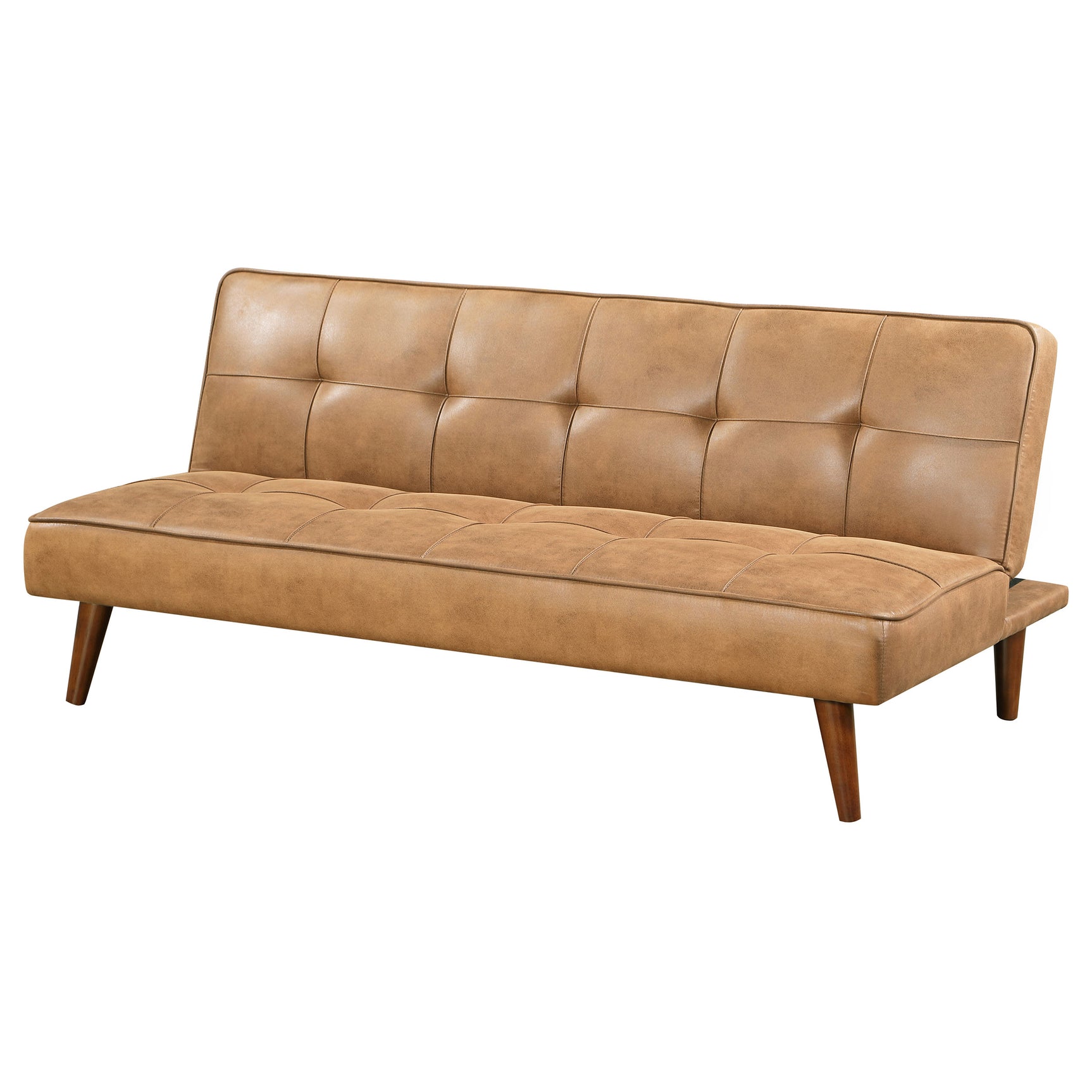 Jenson Upholstered Tufted Convertible Sofa Bed Saddle Brown - Tampa Furniture Outlet