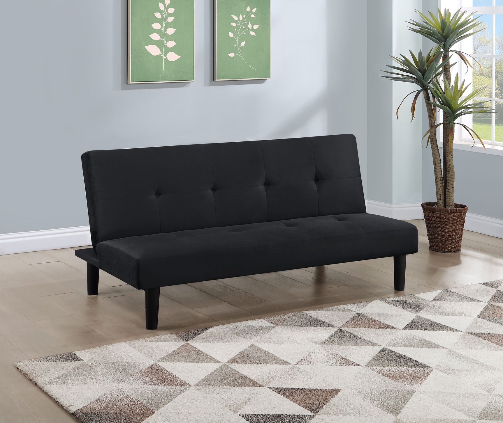 Stanford Upholstered Tufted Convertible Sofa Bed Black - Tampa Furniture Outlet