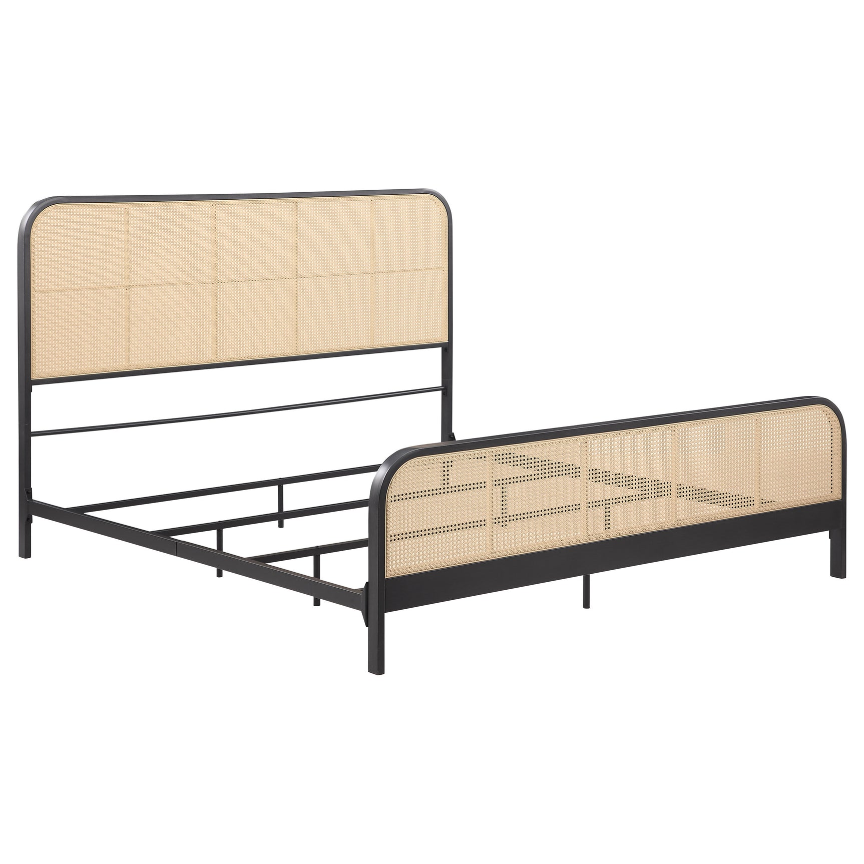 Tampa Furniture Outlet - Coaster - Lanewood Open Cane Webbing Metal Eastern King Bed Black - 360250KE