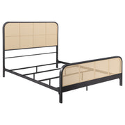 Tampa Furniture Outlet - Coaster - Lanewood Open Cane Webbing Metal Queen Bed Black - 360250Q