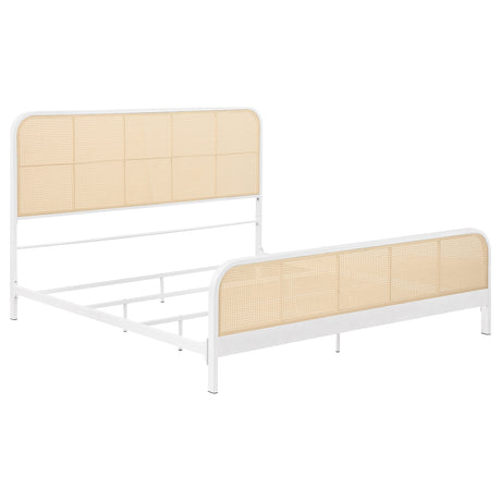 Tampa Furniture Outlet - Coaster - Lanewood Open Cane Webbing Metal Eastern King Bed White - 360251KE